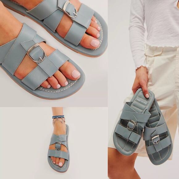 Free People Leather Buckle Sandal Sloan Size 9 - Picture 1 of 15